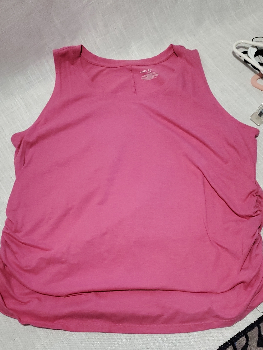 Lane Bryant Hot Pink Sleeveless Side-Ruche Tank